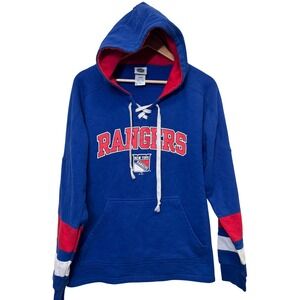 New York Rangers NHL Mens Hoodie L Blue Lace Up Sporty Hockey Athleisure Fan